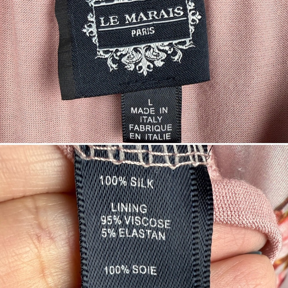 Le Marais Paris Silk Floral Blouse Italy Fairycore Romantic Boho Bell Sleeve L - Picture 8 of 10